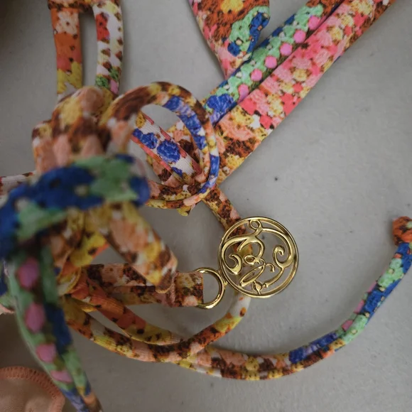 Luli Fama Mosaic Bikini Set in Orange and Blue - Picture 4 of 7